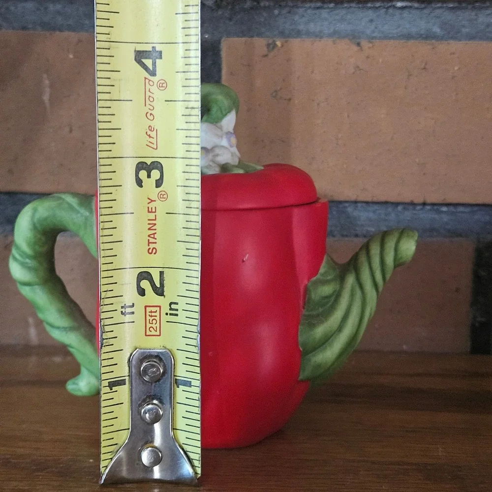 Avon Collectibles 1996 Red Pepper Teapot Trinket Box 3.75